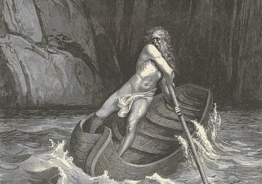 O barqueiro Caronte, por Gustav Doré.