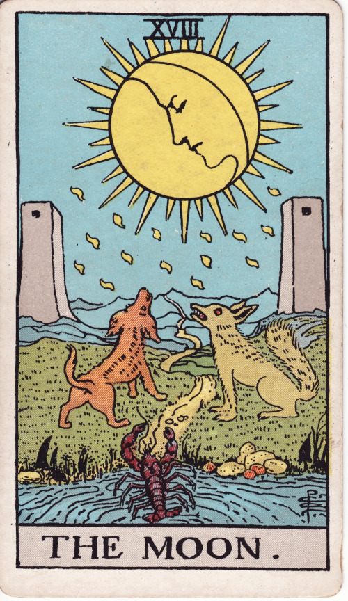 Arcano "A Lua", na versão do Tarot de Marselha.